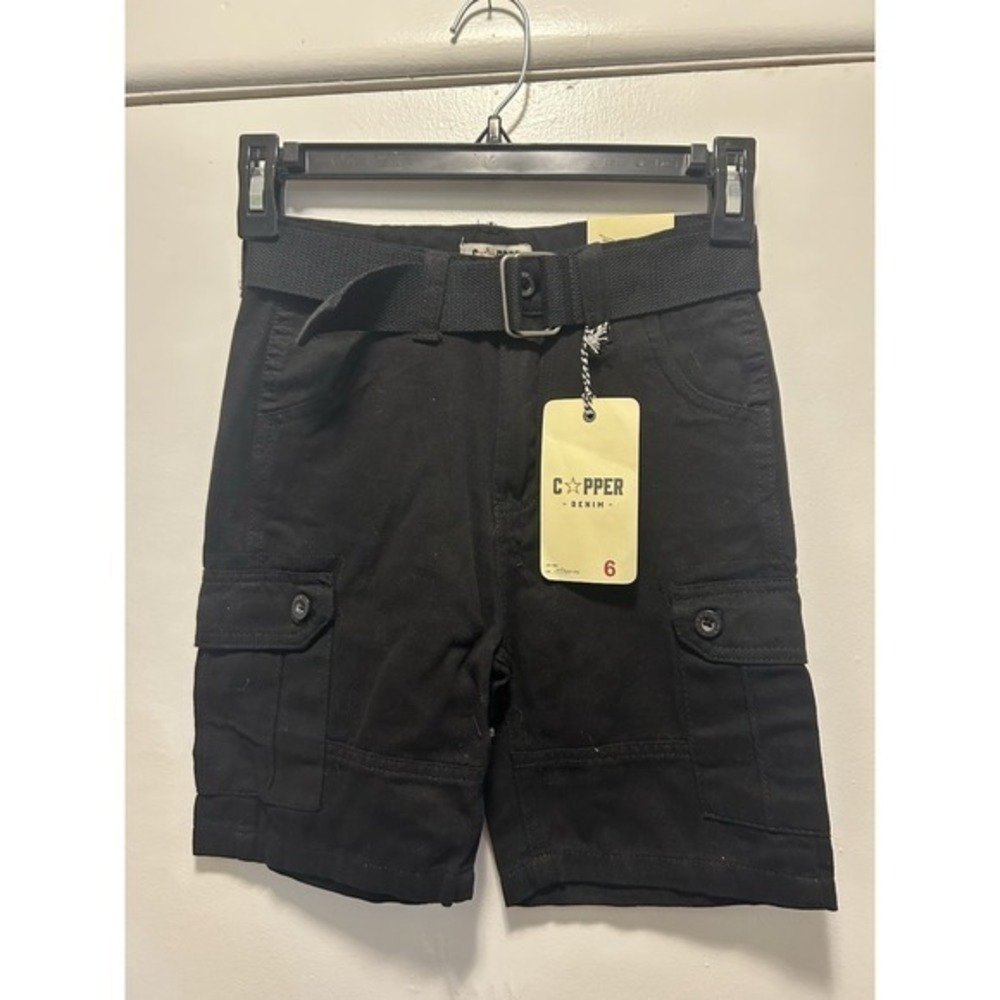 NEW Copper Denim‎ Black Size 6 Boys Shorts With Belt